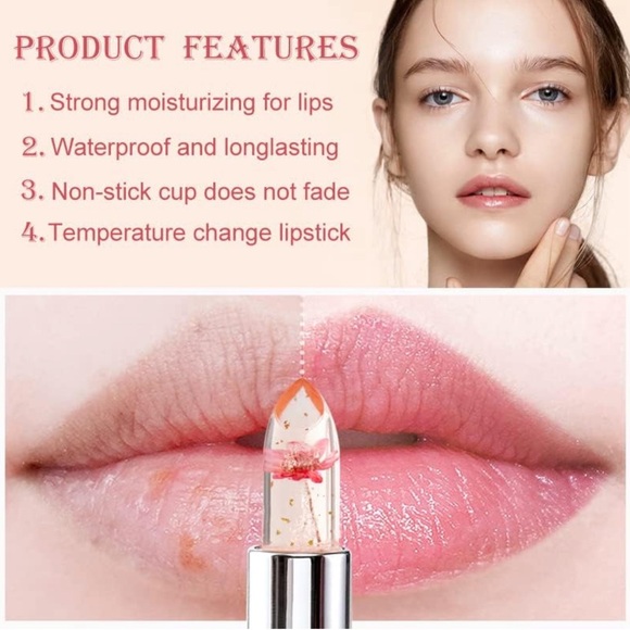 Luxurious Color Change Long Lasting Crystal Flower Jelly Lipstick NIB - Picture 6 of 8